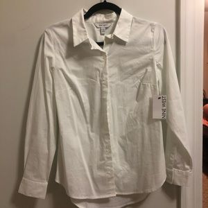 NWT NINE WEST White Button Up Shirt